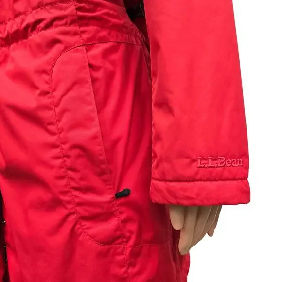 L.L. Bean Winter Warmer Insulated Hooded Coat XL Reg. Red Zip & Snap Closure - Picture 10 of 12